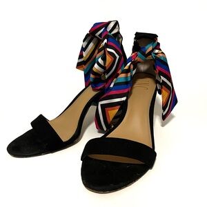 INC International Concepts Ribbon Tie Elegant High Heels Black Sandals Size 8.5
